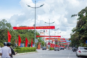 Điện Biên Phủ City radiant with flags in celebration of National Day