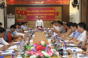 Deputy Secretary of the provincial Party Committee Trần Tiến Dũng works with Mường Lay ward