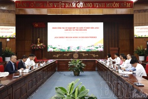 Điện Biên leader works with JICA delegation