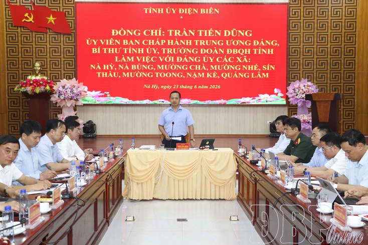 Provincial Party Committee Secretary Trần Tiến Dũng works with Party Committees of communes